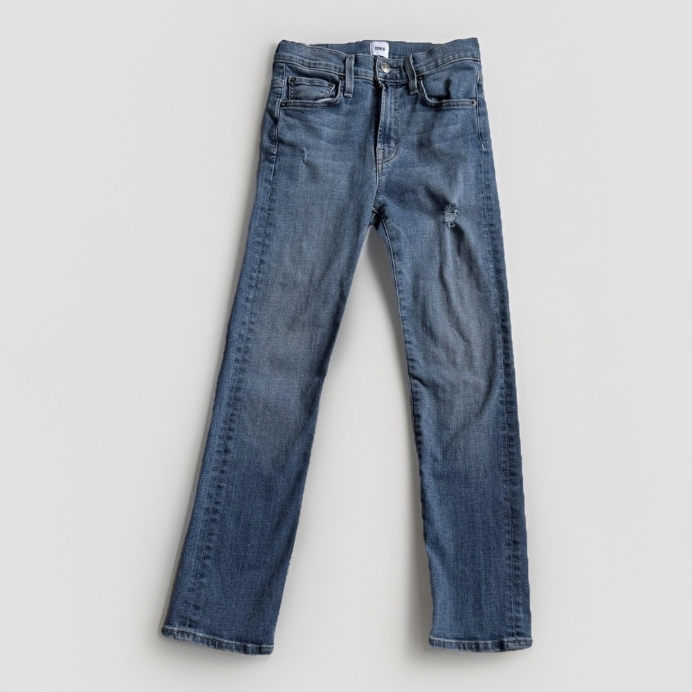 Edwin Anthropologie Elin Crop Straight Jeans Size 25 Wavelength‎ Wash Slim - Picture 2 of 8